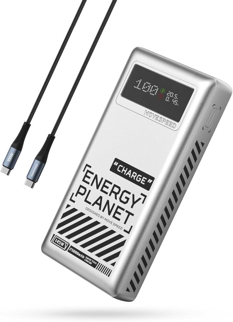 MOVE SPEED 【145W 高出力モバイルバッテリー】 25000mAh 大容量 3ポート240Wケーブル付き 100W高出力・入力65W急速充電対応 パススルー
💰10999円 → 6599円