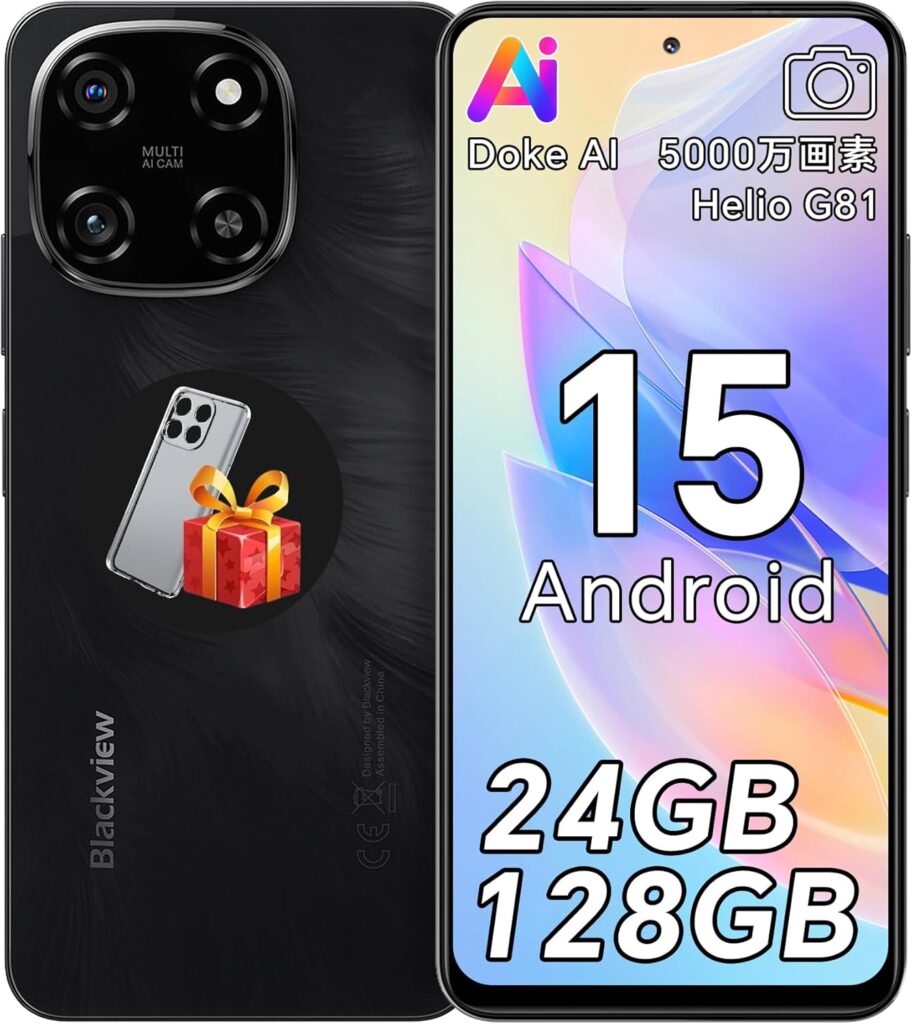 【タイムセール 40%OFF！】Blackview Color6 スマートフォンSIMフリー 24GB+256GB（2TB拡張可能)、50MP AIカメラ、Doke AI搭載(ChatGPT)、90Hz 6.67インチ HD+大画面、 5000mAhバッテリー 18W急速充電、HelioG81 8コアCPU、4G デュアルSIM、顔認識/指紋認識、OTG/GPS ブラック
💰29900円 → 17900円
💰29900円 → 17900円